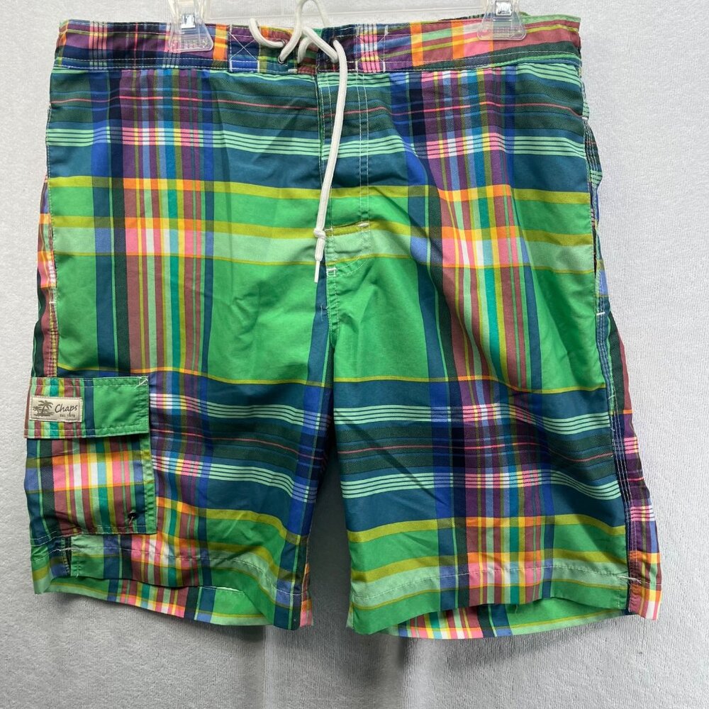 🤿✅ 3/$20 Swim- CHAPS Swim Trunks Traveler Mid Length MEN'S SIZE LG